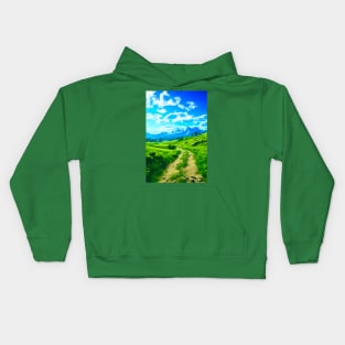 Mountain Landscape with Country Road Kids Hoodie